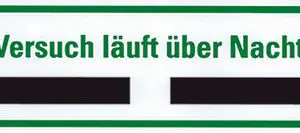Information sign SEKUROKA®, Trial running overnight, 100 x 300 mm, Plastic to hang up